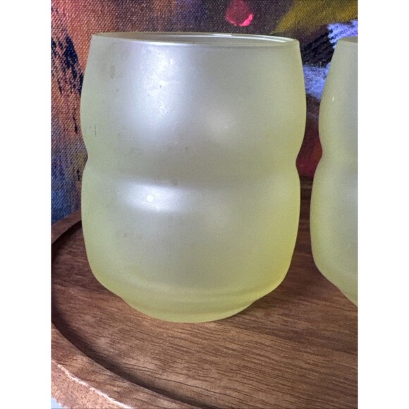 2 Frosted Yellow MCM Glass Tumblers - Picture 9 of 10